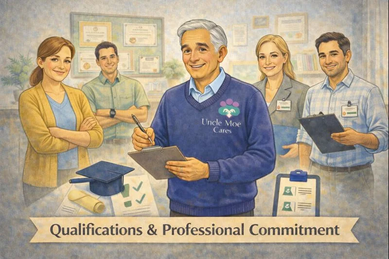 Uncle Moe with colleagues, qualifications and training records