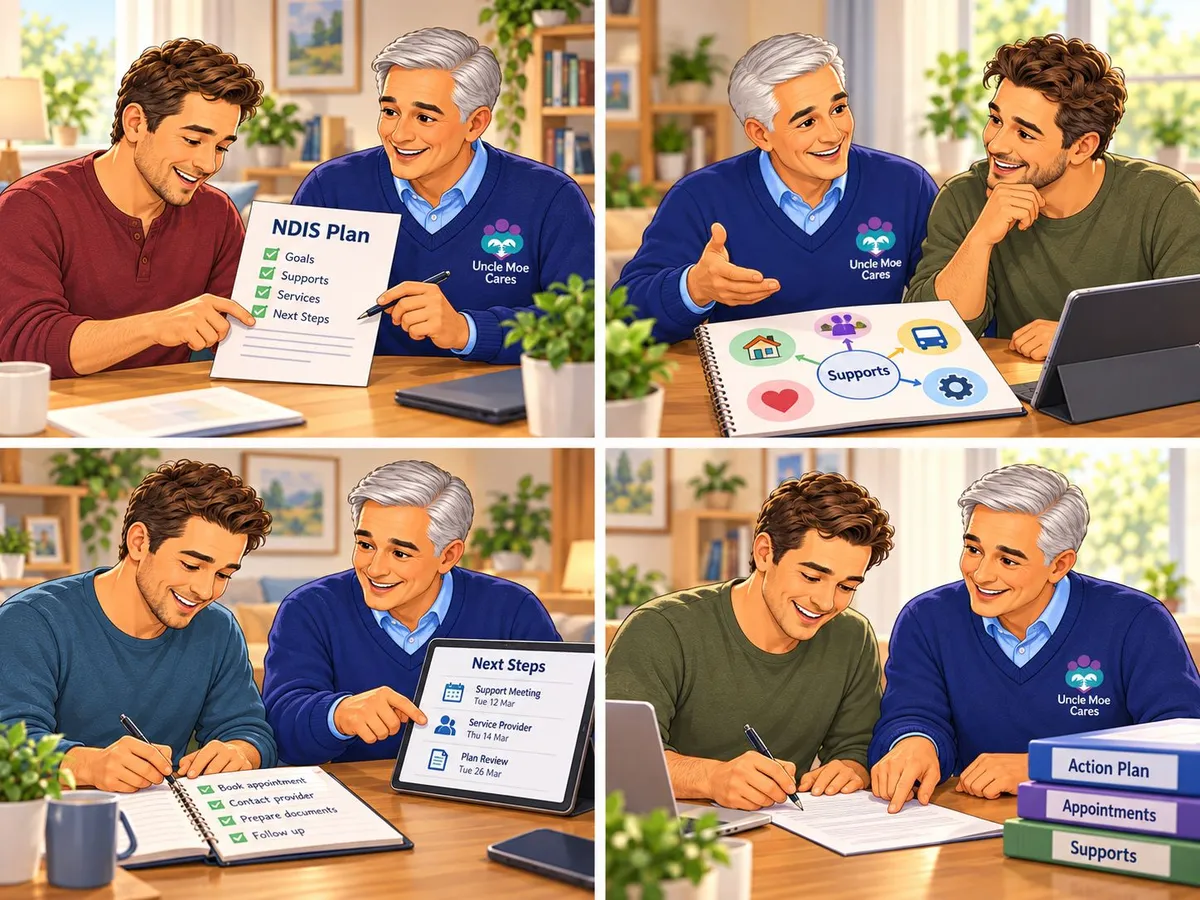 Uncle Moe working through a participant's NDIS plan, supports and next steps